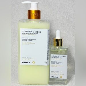 TRULY Sunshine Vibes After Shave Oil (3.1 oz) & JUMBO Body Wash (16 oz)